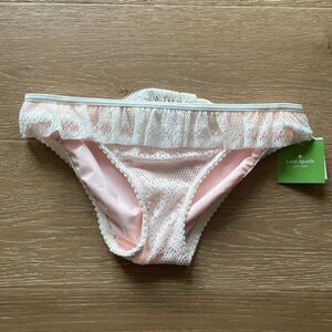 Kate Spade Bikini Bottom Womens Small Cream Lace Ruffle Trim Cheeky NEW
